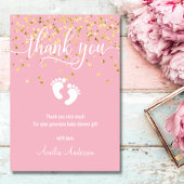 Aangepast roze goud dankzij Baby shower Girl Bedankkaart