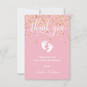 Aangepast roze goud dankzij Baby shower Girl Bedankkaart (Voorkant)