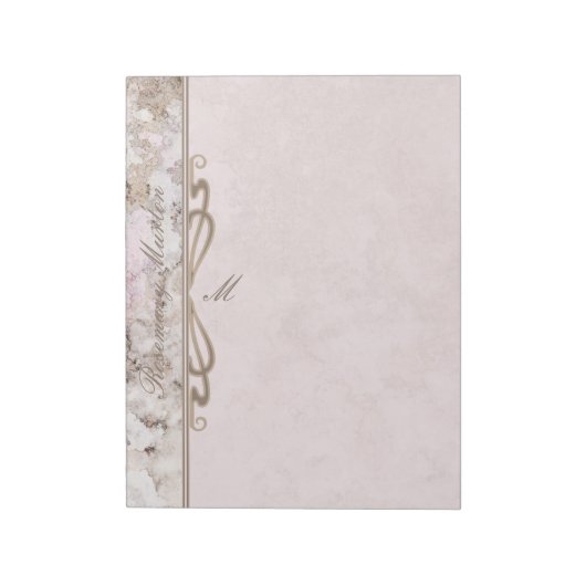 Aangepast  roze graniet notitieblok (Linkerzijde)