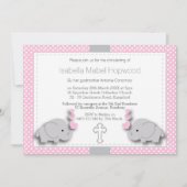 Aangepast - Roze & Grijs Olifant 🐘 Baby - Doopsel Kaart (Voorkant)