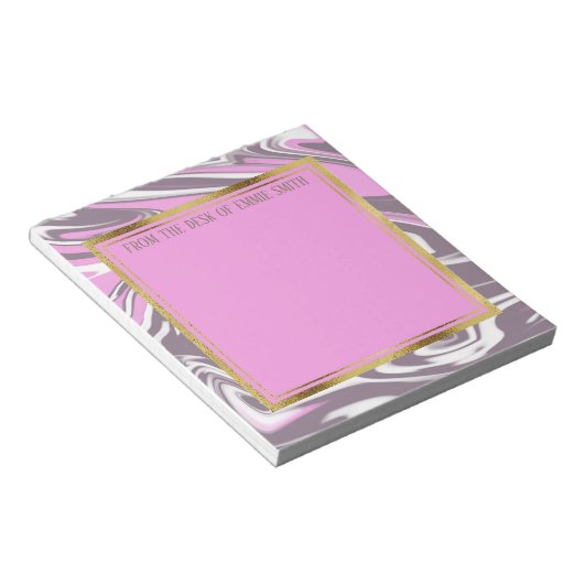 Aangepast roze grijze witte marmer en goudNotitieb Notitieblok (Schuin)