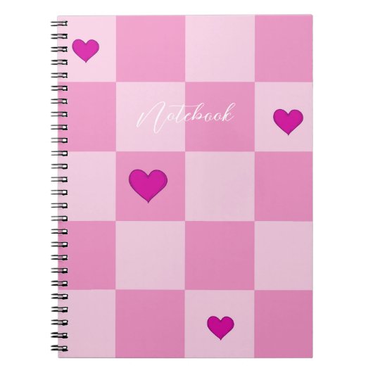 Aangepast Roze Hart Notitieboek (Voorkant)
