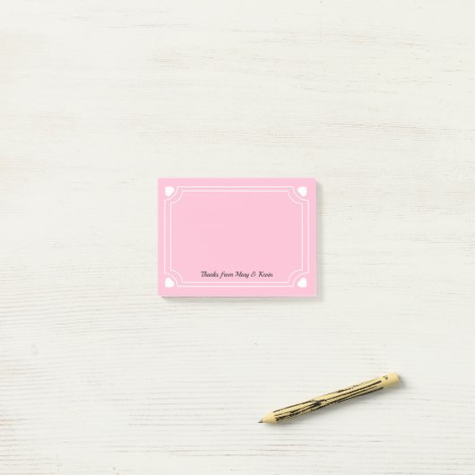 Aangepast roze hartenlinie Romantic Weddenschap Post-it® Notes (Op bureau)