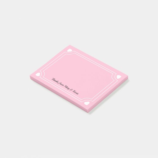 Aangepast roze hartenlinie Romantic Weddenschap Post-it® Notes (Schuin)
