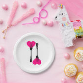 Aangepast roze hartje met vorkspleet papieren bordje (Feest)