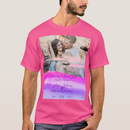 Aangepast roze holografie Jubileum foto T-shirt