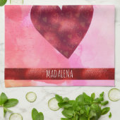 Aangepast roze Hondenliefhebber Valentijn Gift Chi Theedoek (Gevouwen)