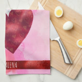 Aangepast roze Hondenliefhebber Valentijn Gift Chi Theedoek (Quarter Fold)