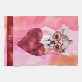 Aangepast roze Hondenliefhebber Valentijn Gift Chi Theedoek (Horizontaal)