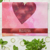 Aangepast roze Hondenliefhebber Valentijn Gift Pug Theedoek (Gevouwen)