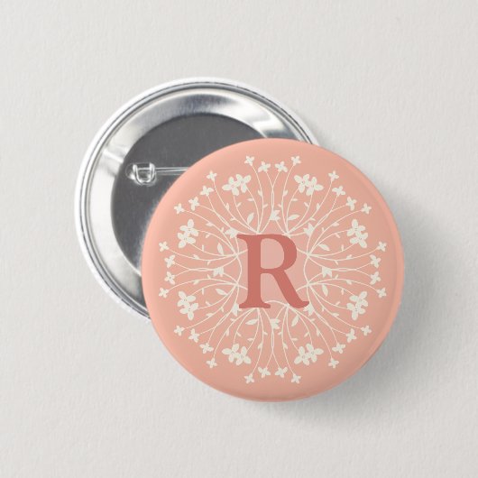 Aangepast roze Initiaal Ronde Button 5,7 Cm (Voorkant /achterkant)