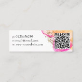 Aangepast roze inktpatroon Eenvoudige moderne QR-c Mini Visitekaartje (Achterkant)