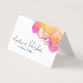 Aangepast roze inktpatroon Eenvoudige moderne QR-c Visitekaartje (Voorkant)