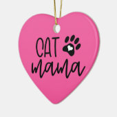 Aangepast roze kat mam kat mam — hart gevormd keramisch ornament (Links)