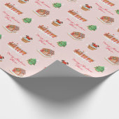 Aangepast roze kerstpapier cadeaupapier (Hoek)
