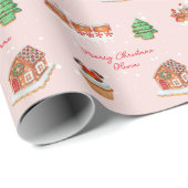 Aangepast roze kerstpapier cadeaupapier (Rol Hoek)