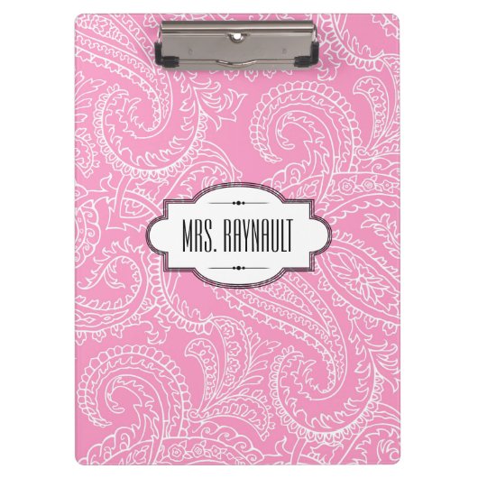 Aangepast roze klembord van Paisley (Voorkant)