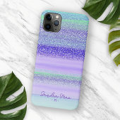 Aangepast roze kleuren groen Paarse striptiepatroo Case-Mate iPhone Case