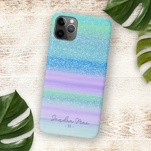 Aangepast roze kleuren groen Paarse striptiepatroo Case-Mate iPhone Case