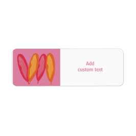 aangepast roze kleurrijk met veren etiket