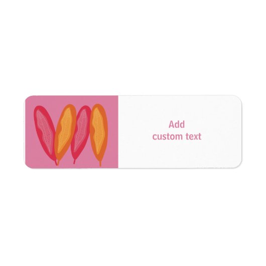 aangepast roze kleurrijk met veren etiket (Voorkant)