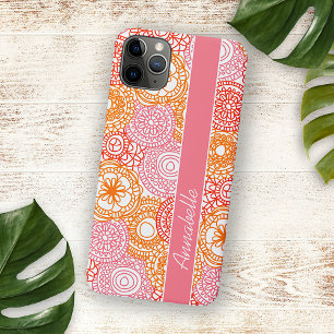 Aangepast Roze Koraal Rood Oranje Bloemmotief Kuns Case-Mate iPhone Case