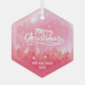 Aangepast roze kristalsneeuwbos met kerst glas ornament (Voorkant)