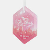 Aangepast roze kristalsneeuwbos met kerst glas ornament (Voorkant links)