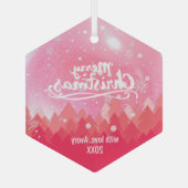 Aangepast roze kristalsneeuwbos met kerst glas ornament (Achterkant)