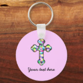 Aangepast roze kruisje sleutelhanger (Voorkant)
