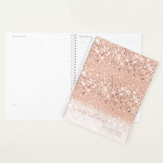 Aangepast roze leslokaal voor leslokaal met glitte planner (Display)