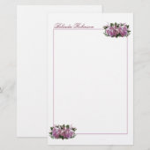 Aangepast roze Lila bloempapier Briefpapier (Voorkant / Achterkant)