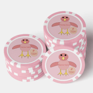 Aangepast roze meisje van 10 dagen poker chips