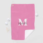 Aangepast Roze Monogram Girly Golfhanddoek (Insitu)