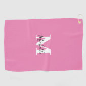 Aangepast Roze Monogram Girly Golfhanddoek (Horizontaal)