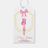 Aangepast roze monogram voedingskraker Gift Labels Cadeaulabel (Voorkant)