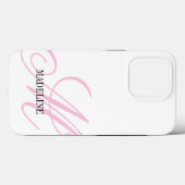 Aangepast roze monogram watermerk elegant Case-Mate iPhone case (Achterkant (horizontaal))