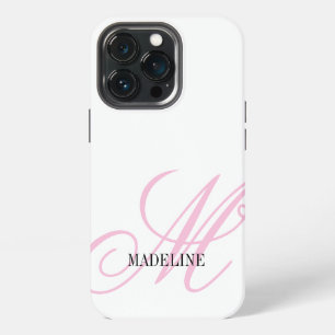 Aangepast roze monogramwatermerk elegant iPhone 13 pro hoesje