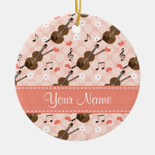 Aangepast roze muziek notitie Violin Ornament (Voorkant)