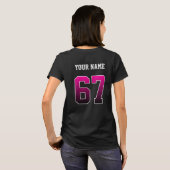 Aangepast roze nummer 67 Aangepast T-shirt (Achterkant volledig)