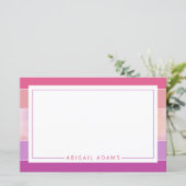 Aangepast roze Paars gestreept papier (Staand voorkant)
