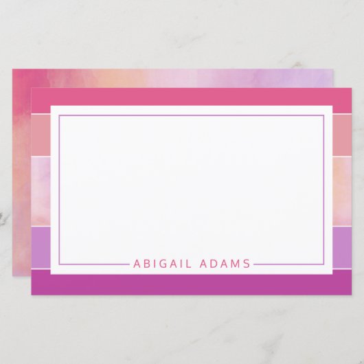 Aangepast roze Paars gestreept papier (Voorkant / Achterkant)
