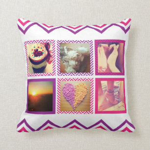 Aangepast roze Paarse Chevron Instagram Kussen