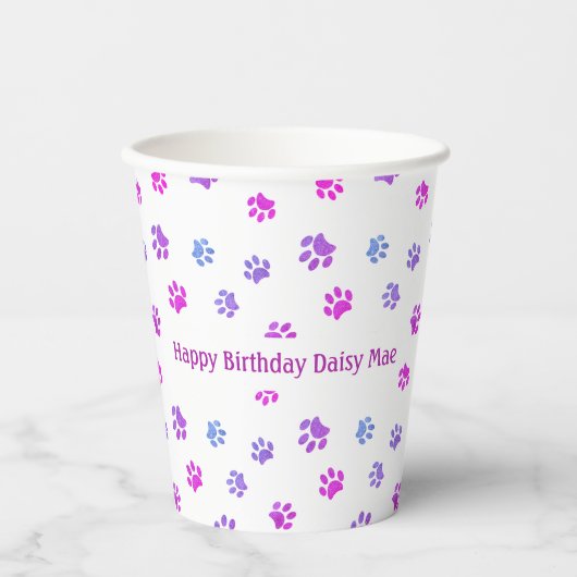 Aangepast roze Paarse schilderafdrukken Gevechtpar Papieren Bekers (Voorkant)