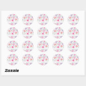 Aangepast roze Paarse Waterverf Floral Vrijgezelle Ronde Sticker (Vel)