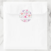 Aangepast roze Paarse Waterverf Floral Vrijgezelle Ronde Sticker (Tas)