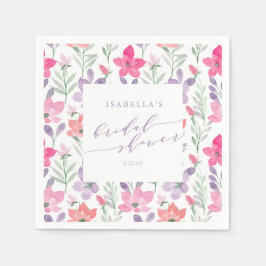 Aangepast roze Paarse Waterverf Floral Vrijgezelle Servet