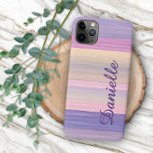 Aangepast roze Paarse Waterverf Stripes Art Patter Case-Mate iPhone Case