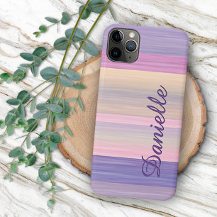 Aangepast roze Paarse Waterverf Stripes Art Patter Case-Mate iPhone Case