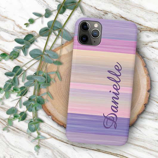 Aangepast roze Paarse Waterverf Stripes Art Patter Case-Mate iPhone Case
